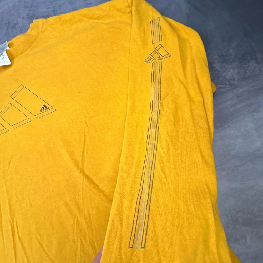 Vintage 90s Adidas Long Sleeve T-Shirt Yellow Boxy Skater Streetwear 2XL